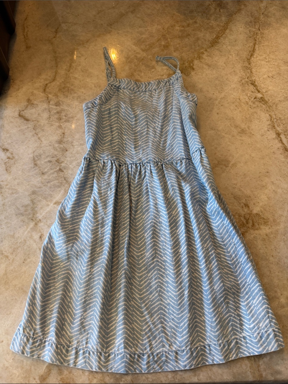 Vineyard Vines Girls' Light Blue Chevron Striped Sundress
